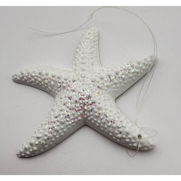 Vitnage White Starfish Christmas Tree Ornament Glitter Accent Beach Nautical - Picture 4 of 6